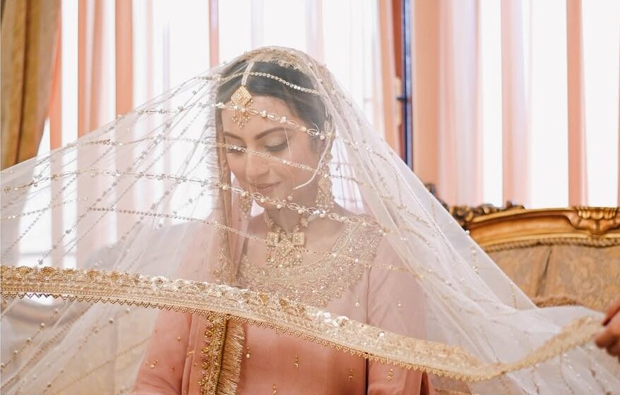 Luxury Soft Ivory Bridal Dupatta Veil with Delicate Embellishments & Long Flowing Drape – Pakistani South Asian Wedding Dupatta - Image 2