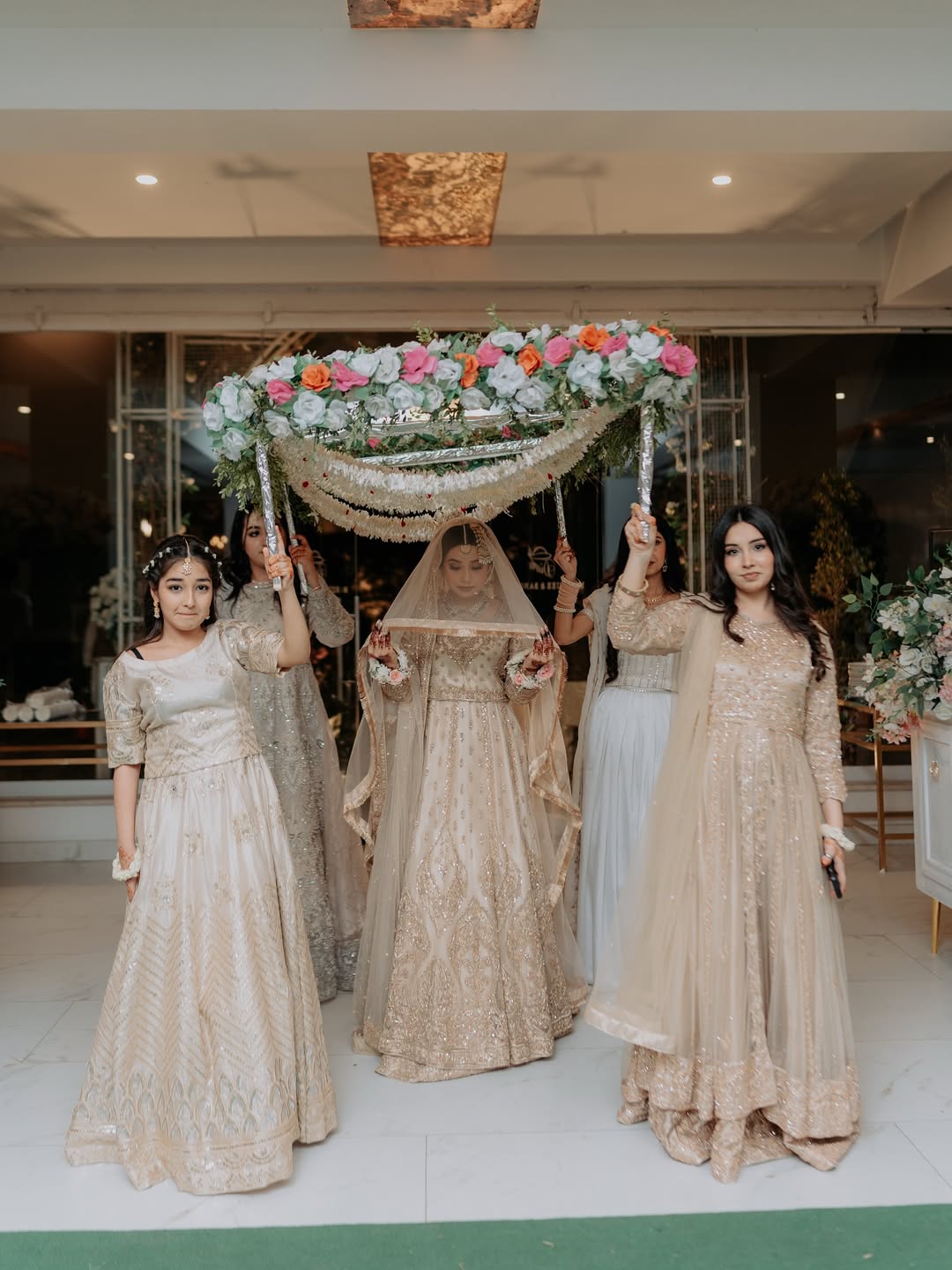 Ivory Nikkah Bridal Veil with Delicate Embellishments – Sheer Pakistani Wedding Veil with Elegant Border - Image 4