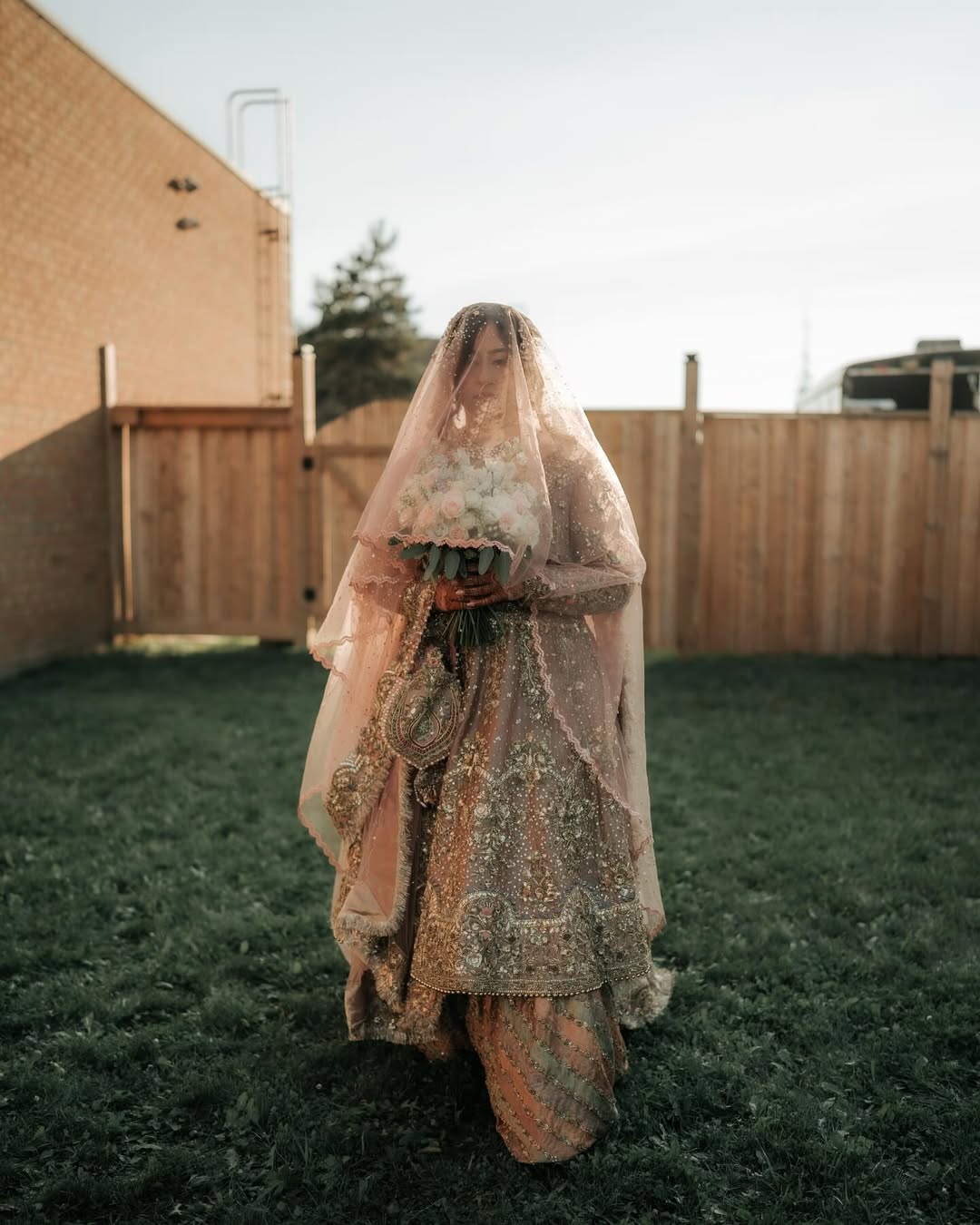 Blush Pink Bridal Veil with Sequin Embellishments & Lace Edge – Sheer Wedding Veil for Brides - Image 2