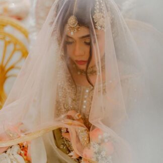 Luxury Blush Pink Bridal Veil with Embellished Lace Border – Elegant Long Wedding Veil with Train