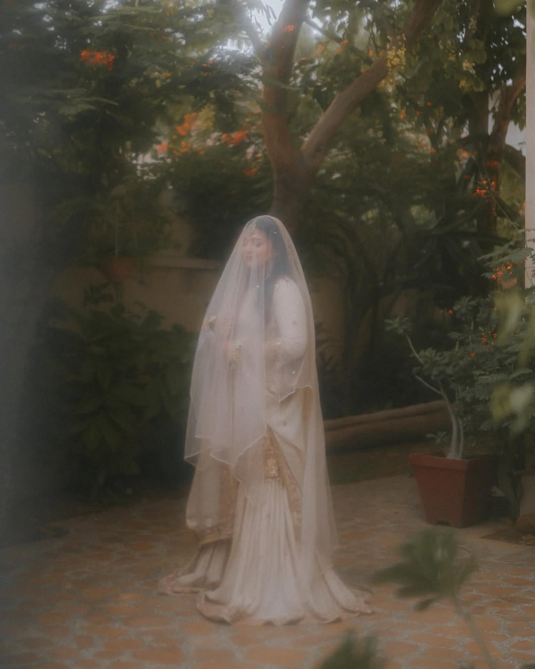 Ivory Nikkah Bridal Dupatta – Pakistani Wedding Veil USA with Delicate Embroidery & Pearl Edge Detailing - Image 4