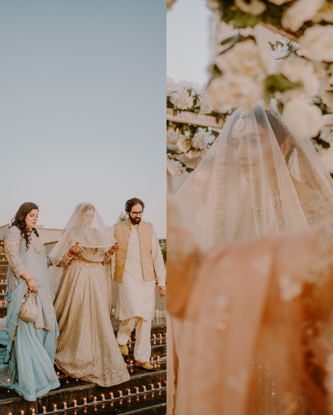 Ivory Nikkah Bridal Veil – Sheer Long Pakistani Wedding Veil with Delicate Embellished Border - Image 3