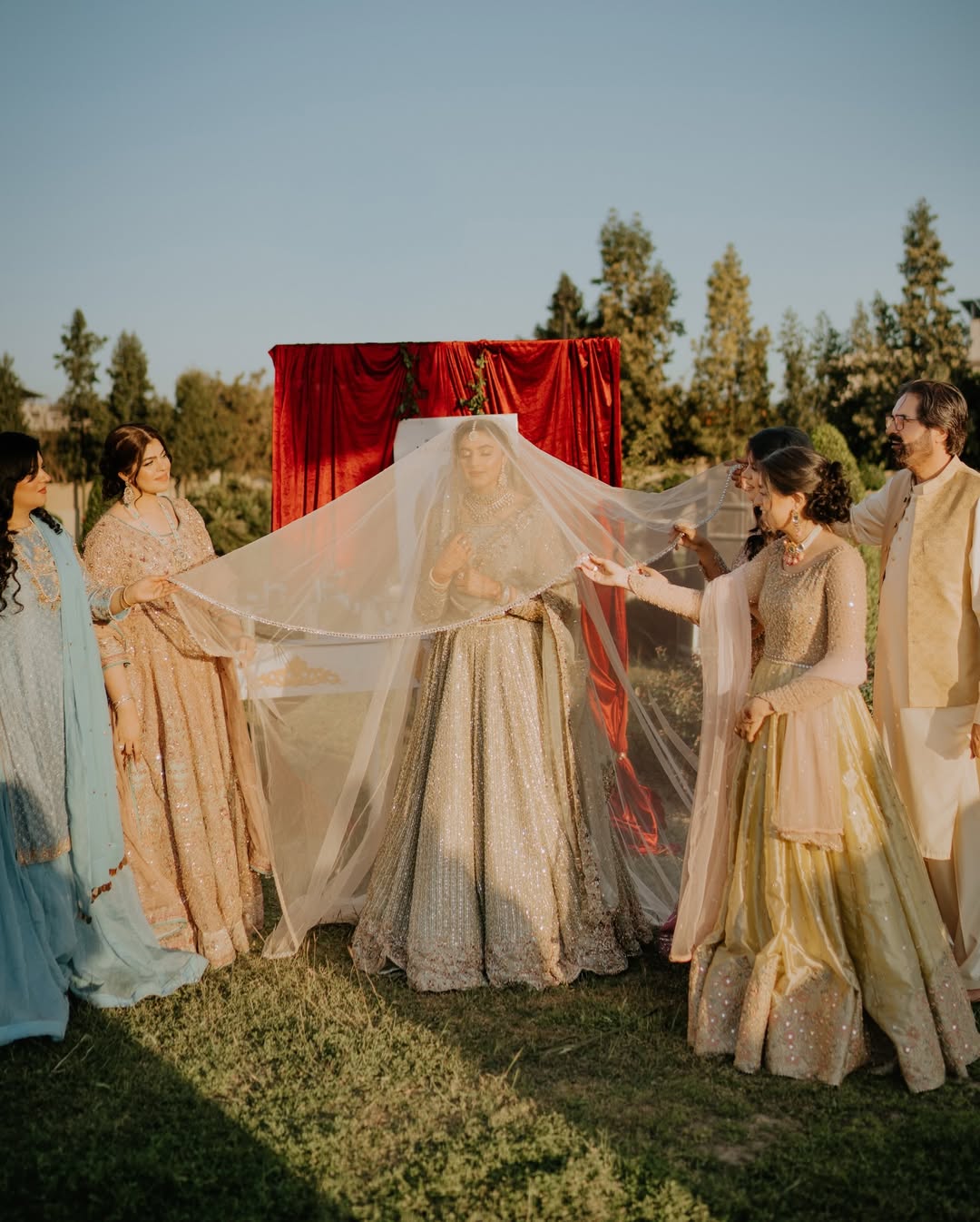 Ivory Nikkah Bridal Veil – Sheer Long Pakistani Wedding Veil with Delicate Embellished Border - Image 4