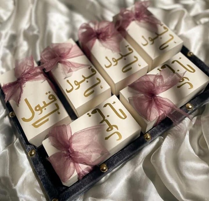Qabool Hai Favor Boxes – Elegant White & Blush Pink Nikkah Wedding Gift Boxes for Guests - Image 2