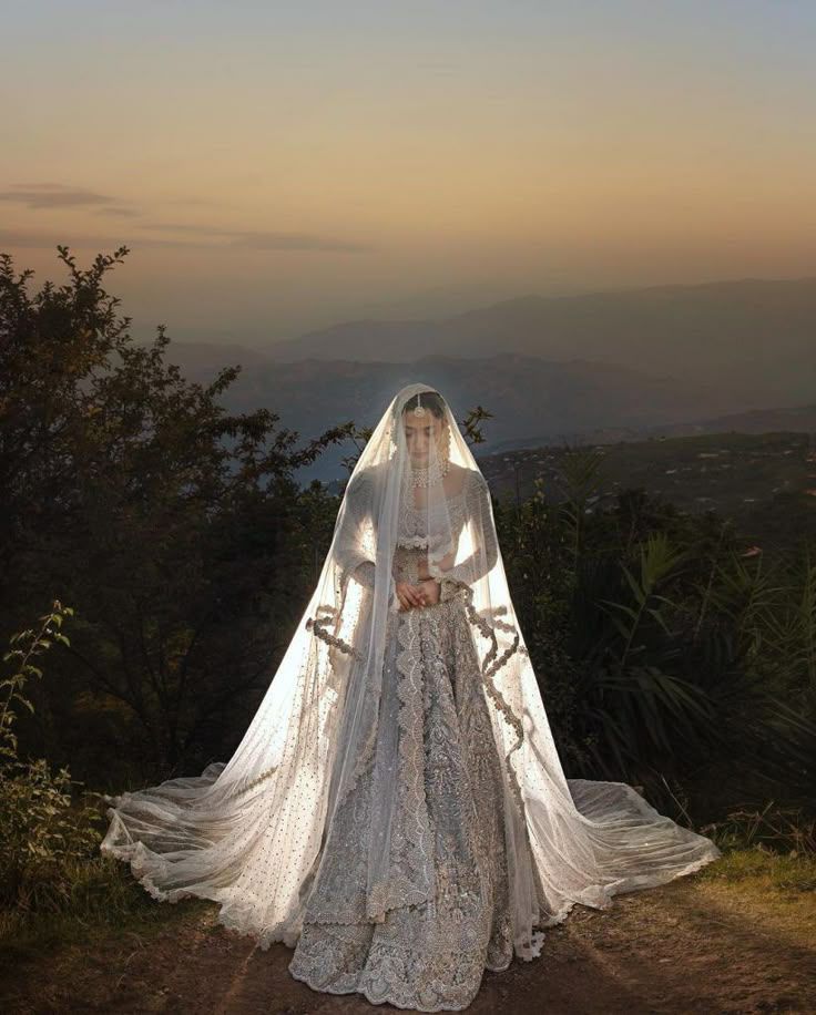 White Bridal Nikkah Dupatta – Pakistani Wedding Veil USA with Embroidered Border & Long Sheer Draping - Image 3