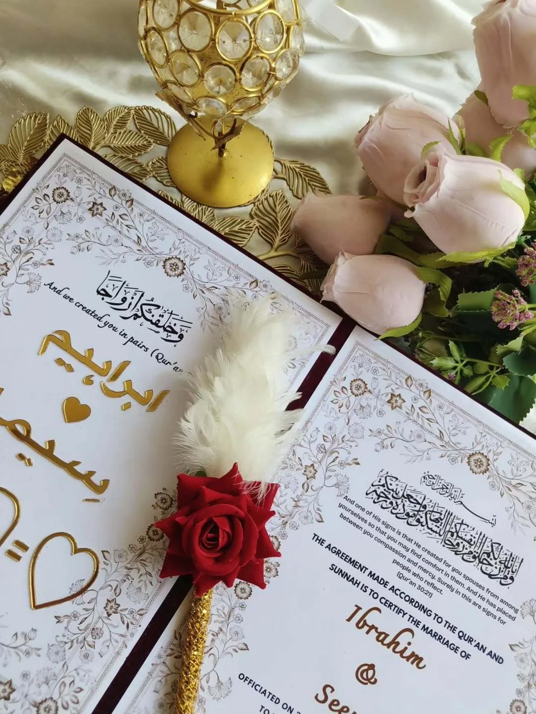 Personalized Maroon Velvet Nikkah Nama Folder – Luxury Pakistani Muslim Wedding Certificate Holder with Gold Urdu Calligraphy & Custom Date - Image 5