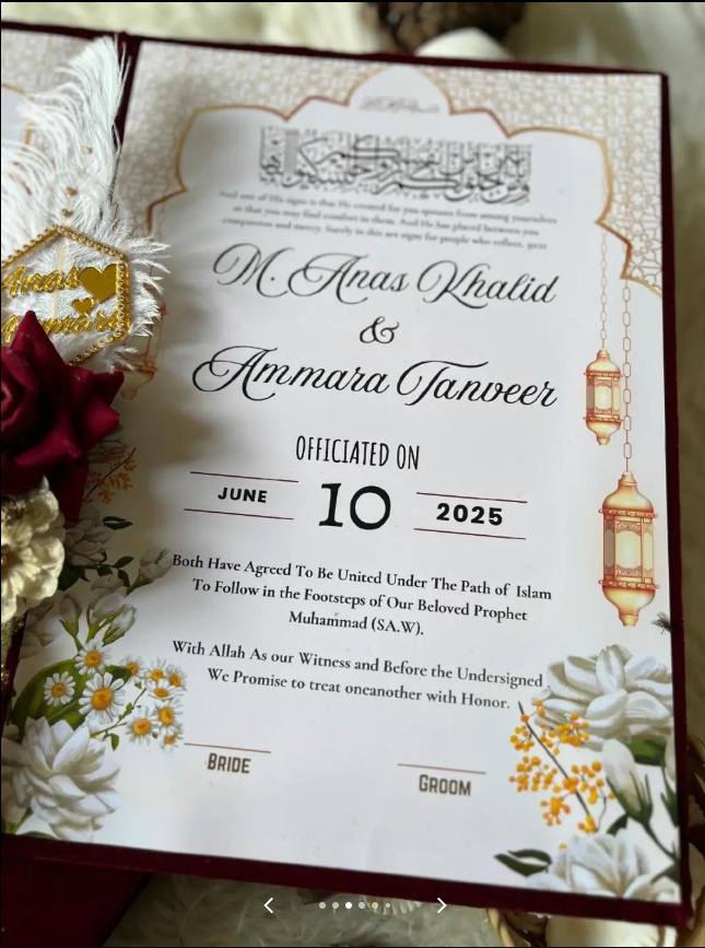 Personalized Nikkah Nama – Luxury Pakistani Islamic Marriage Certificate Book with Floral Design USA - Image 3