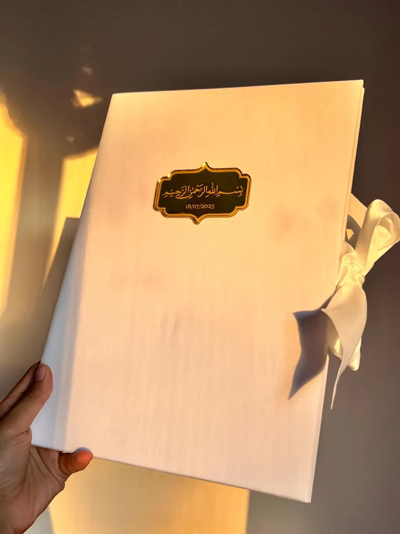 Personalized Nikkah Nama Folder with Floral Marriage Certificate Design – Elegant Pakistani Muslim Wedding Keepsake in 5 Colors - Image 4